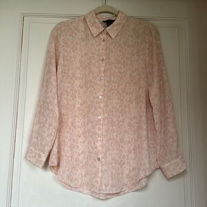 New Without Tag Pretty Pink Leopard Print Button Front Shirt By Rachel Zoe